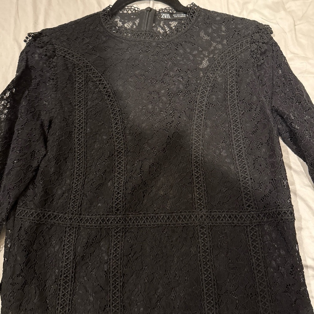 Zara Elegant Black Lace Blouse